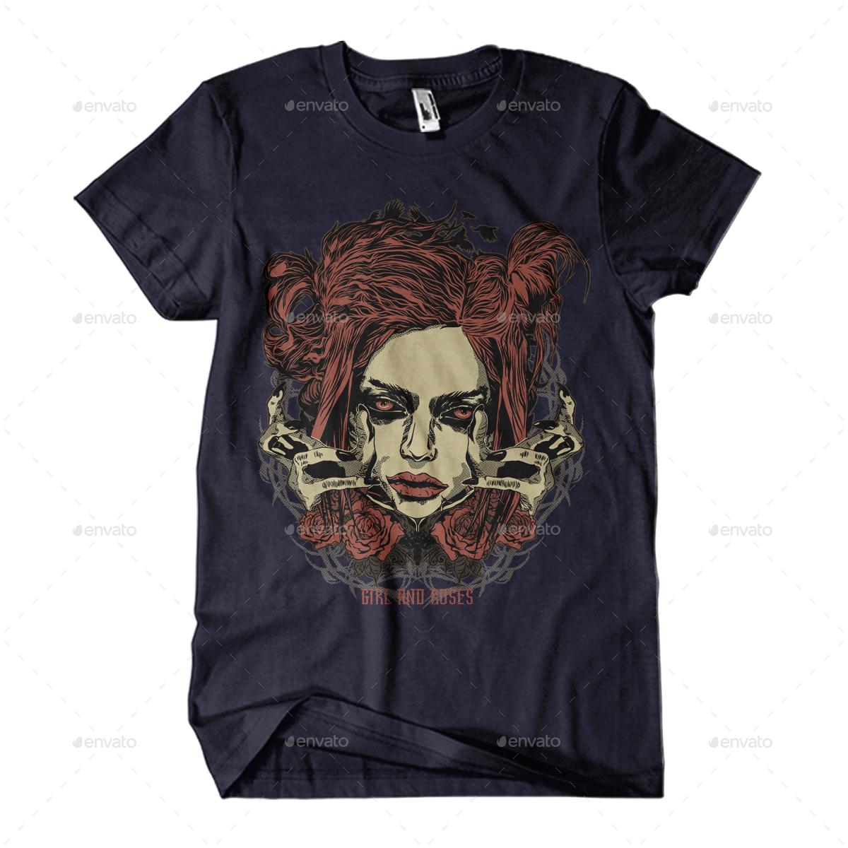 Girl And Roses Tshirt Design by azieescansee GraphicRiver